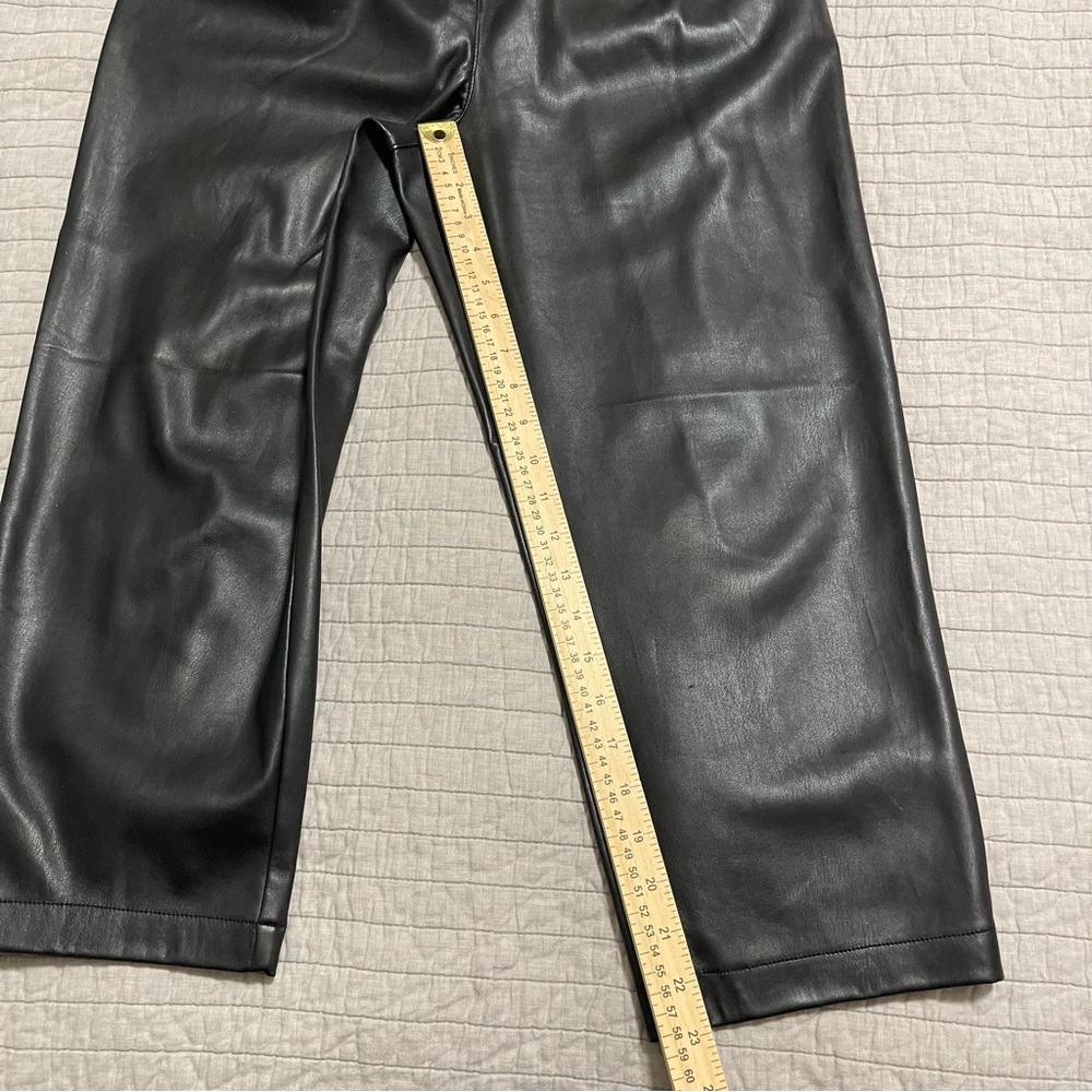 Loft Curvy Button Tab Slim Pants Faux Leather Size 2 - Picture 9 of 11